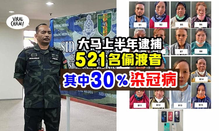 【大批偷渡者涌入大马!】被捕的521名偷渡者「有30%确诊冠病」❗️警员也牵连在内