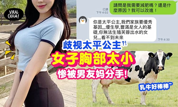 【奶奶不大有错咩?】女子「胸部太小」惨被男友妈分手⚡网友: 建议找乳牛啦🐮