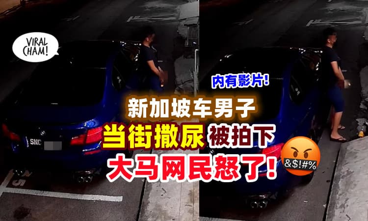 【没文化🤬】驾新加坡车男子「当街撒尿」全程被CCTV拍下⚡ 被大马网民狂骂！　