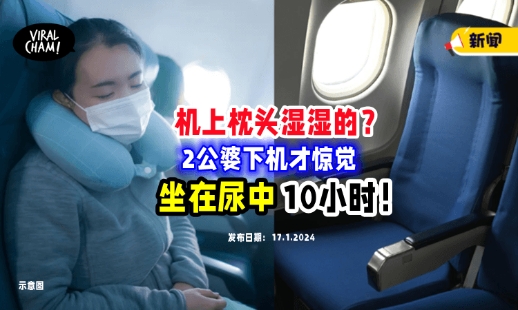 【枕头湿湿的❗️】夫妻俩搭飞机10小时，下机才发现「全程坐在尿中」😱
