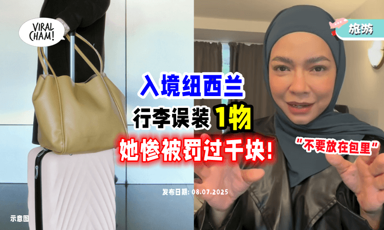 【“千万不能放包里”❗】大马女演员行李「带1物品」入境纽西兰⚡结果惨被罚逾RM1,000！