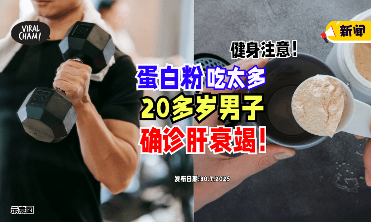 【健身Kaki注意❗】“蛋白粉”补充过量⚡ 20多岁男子确诊「肝衰竭」！