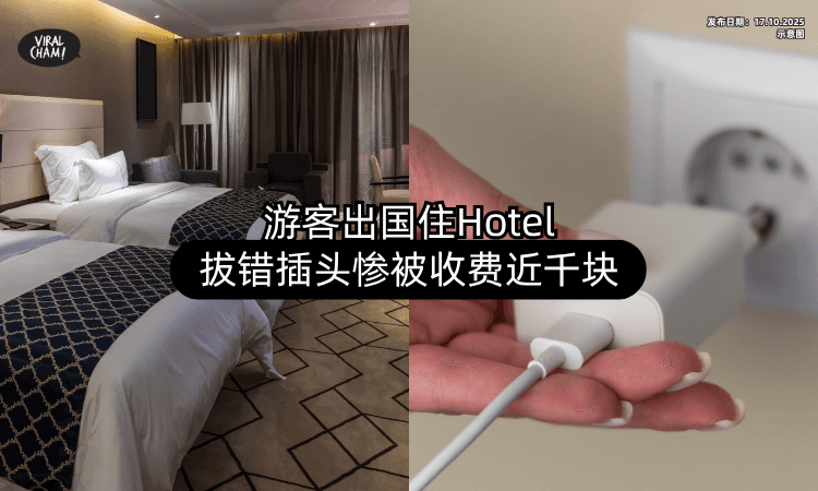 【“不要擅自拔插头”❗】游客出国住Hotel「拔1地方插头」充手机⚡ 退房被多收近RM1,000！