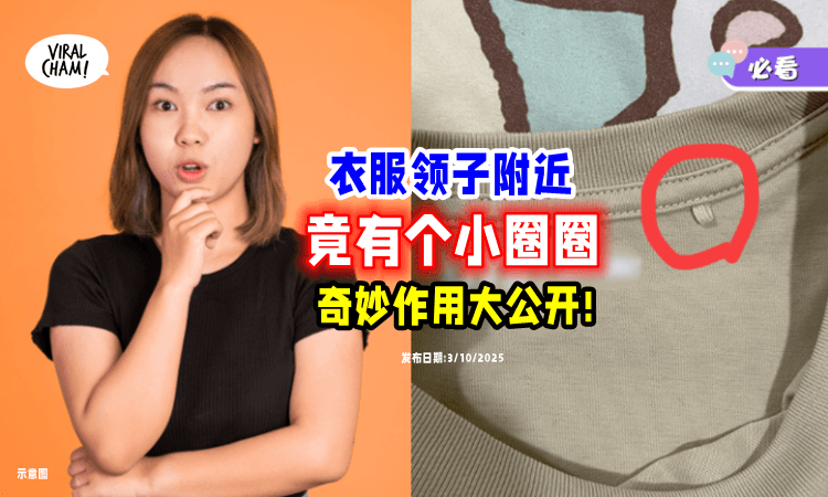 【网民惊讶发现】衣服领子附近「竟有个小圈圈⚡」内行人揭“真实用途”❗