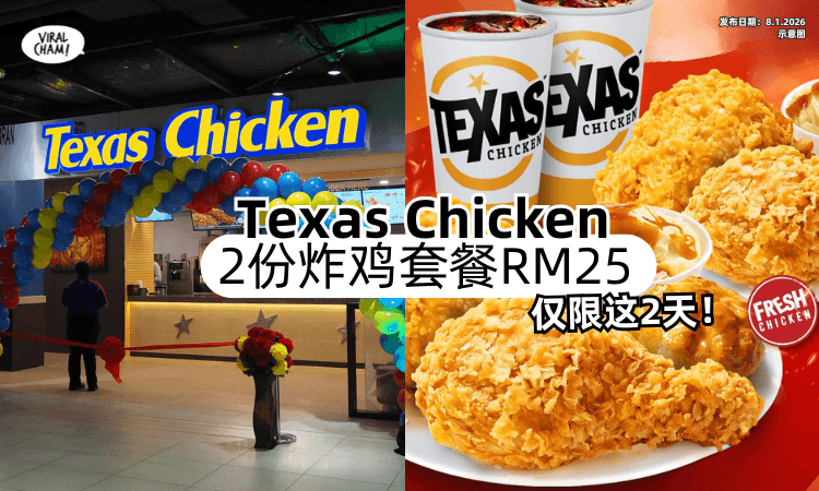 【仅限这2天❗】Texas Chicken美食促销「2份炸鸡套餐✨」只需RM25！