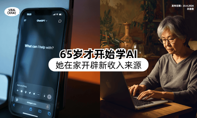 【65岁从头开始❓】她靠「AI翻身⚡」在家就能赚到上班族收入！