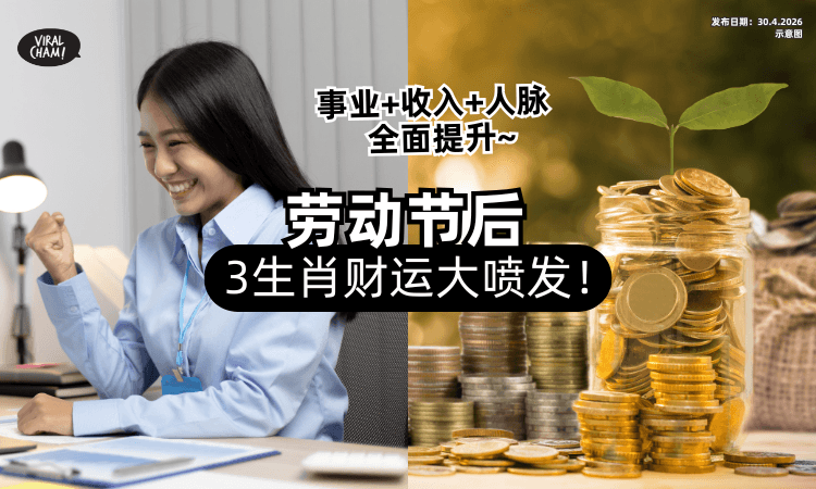 【财神保佑你❗】劳动节后「3大生肖」财运喷发✨事业+收入+人脉提升！