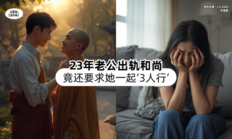 【结婚23年❗】老公竟「出轨和尚⚡」还开口要老婆一起“3人行”！