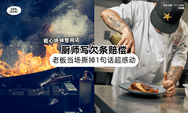 【粗心烧掉整间店❗】厨师写欠条赔偿「老板当场撕掉⚡」一句话感动全网！
