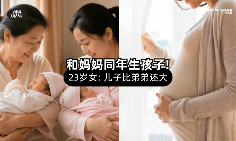 【母女同年生孩子❗】23岁女子：儿子比弟弟还大几个月⚡
