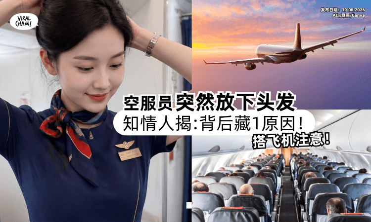 【坐飞机要注意❗️】空服员突然「放下头发⚡️」背后竟藏“1原因”！