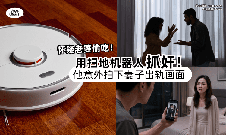 【怀疑老婆偷吃❗️】扫地机器人变「抓奸神器⚡️」男子竟意外录下妻子出轨画面！　