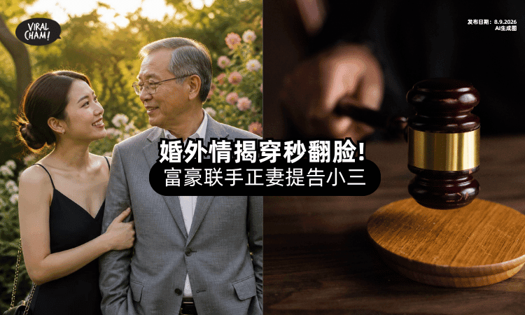【婚外情被揭穿❗】60岁富豪「联手妻子」提告⚡ 90后小三被判坐牢14年！